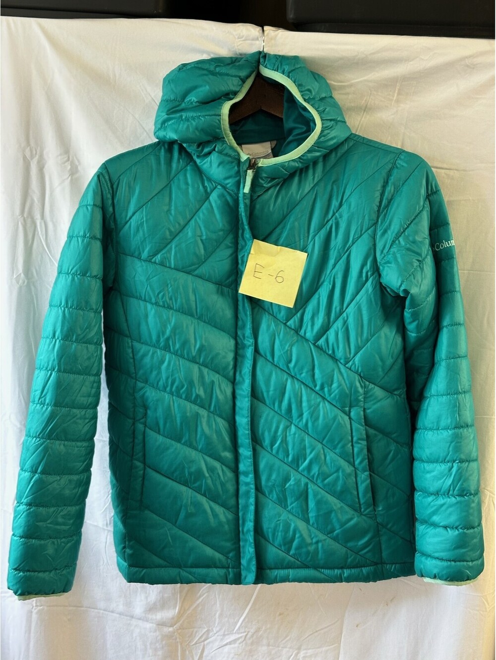 Columbia Girls Quilted Hooded Jacket Teal Size L 14/16 E-6